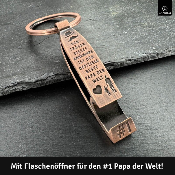 Schlüsselanhänger Beste Papa der Welt mit Flaschenöffner – Geschenkbox inklusive | Perfektes Papa Geschenk