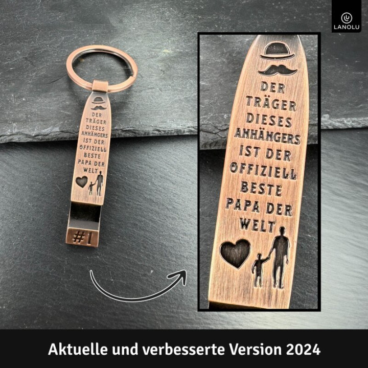 Schlüsselanhänger Beste Papa der Welt mit Flaschenöffner – Geschenkbox inklusive | Perfektes Papa Geschenk