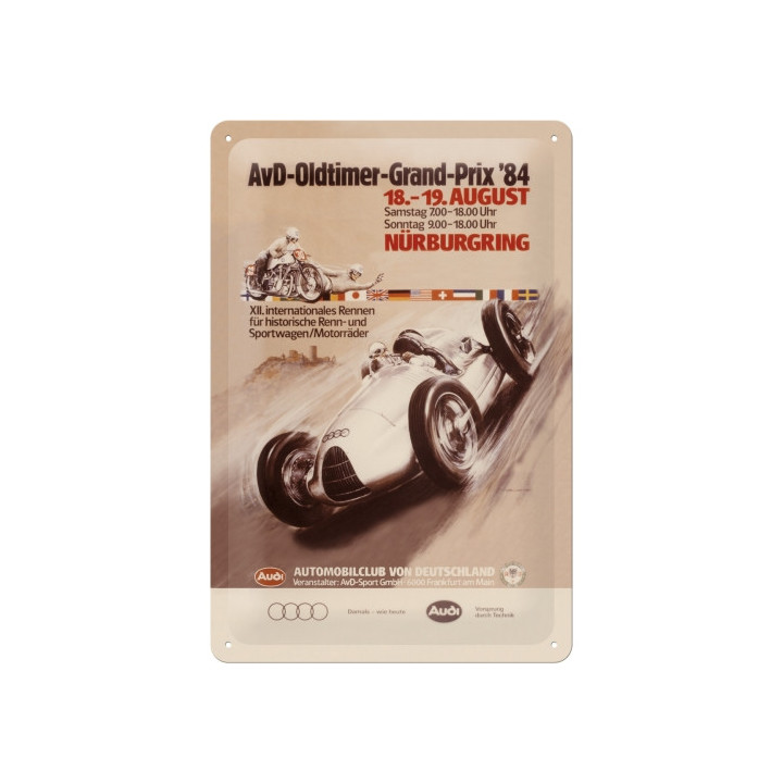 Tolles Blechschild Audi AvD Oldtimer Grand Prix Blechschild 20x30 cm