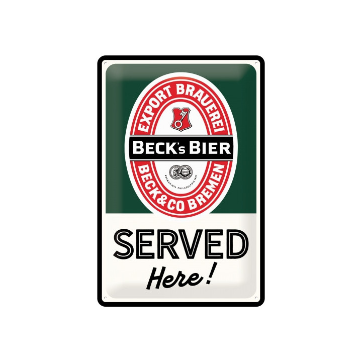 Schönes Beck´s Served Here Blechschild 20x30 cm