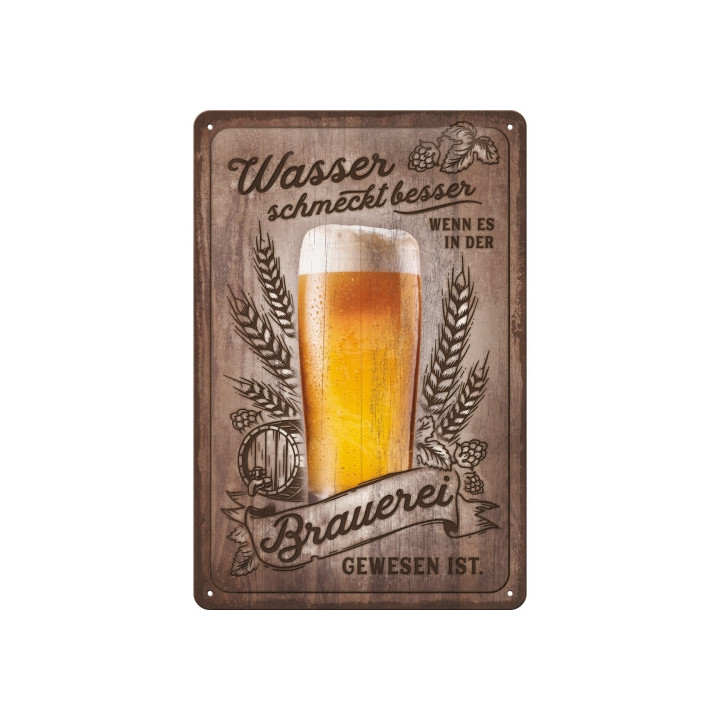 Schönes Blechschild Wasser schmeckt besser 20x30 cm