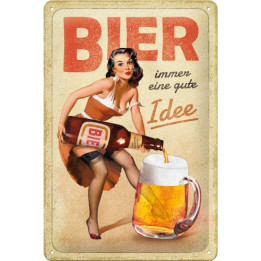 Schönes Blechschild Bier immer eine gute Idee 20x30 cm