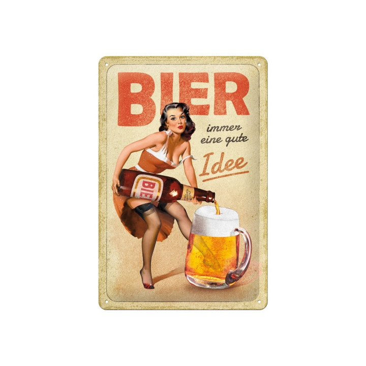 Schönes Blechschild Bier immer eine gute Idee 20x30 cm