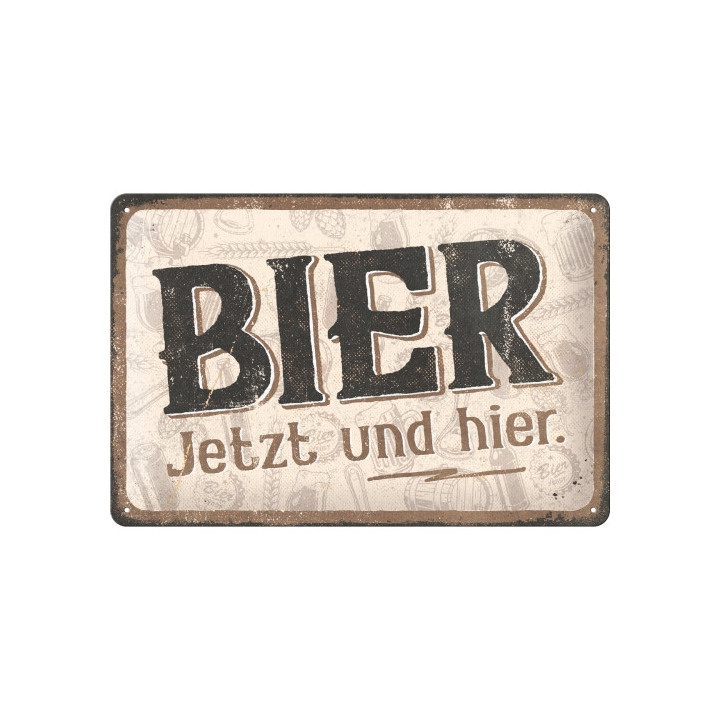 Schönes Blechschild Bier jetzt und hier 20x30 cm