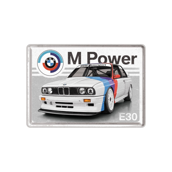 Tolle Blechpostkarte mit BMW Motorsport M Power E30 14x10 cm