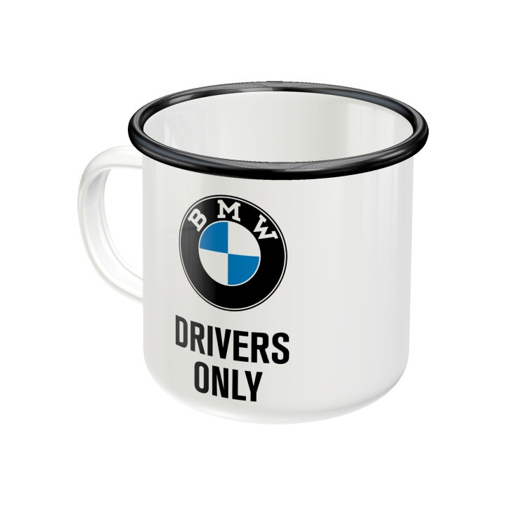 Tolle BMW Drivers Only Emaille-Becher - Nostalgic-Art